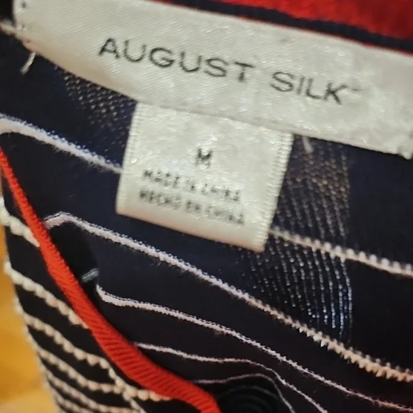 August Silk Navy and Red Striped Cardigan - Picture 3 of 3